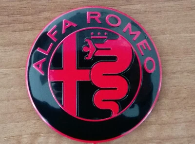 RED/BLACK Alfa Romeo emblem badge logo insignia 74mm - 147 156 159 GT - Image 1 of 4