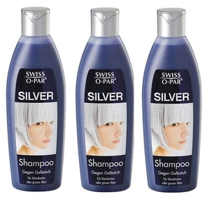 3x 250ml Swiss Or Par Silver Shampoo Against Yellow Tinge Bleached Hair - Picture 1 of 1