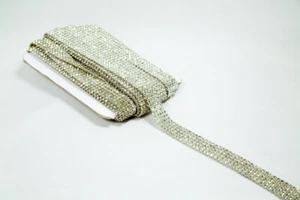 Perial Co Rhinestone Trim White Gold 5-Row Crystal Sold by Yard - Picture 1 of 4