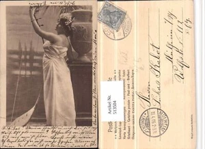 513504,Künstler AK Erotik Frau Kleid Harfe - Picture 1 of 1
