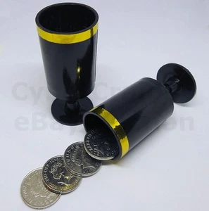 FLYING COINS FLY REAL COIN ACROSS CLOSE UP MAGIC CUPS 4 QUARTERS 10p 2p MONEY - Picture 1 of 3