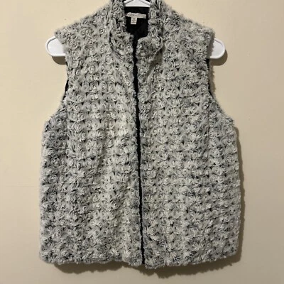 Chaleco Fever de piel sintética para mujer mediano pequeño blanco remolinos cremallera completa ligero Foto 1 de 4