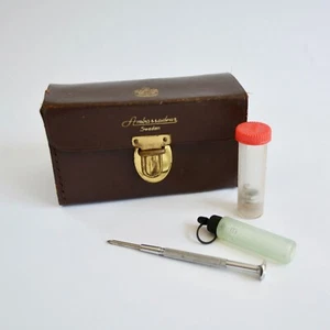 Vintage Leather Ambassadeur Fishing Reel Case & Accessories NO REEL - Picture 1 of 8