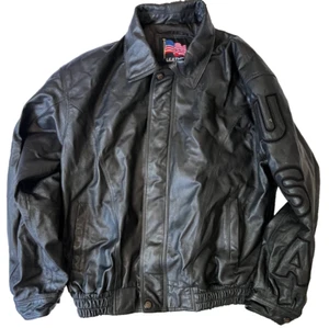 USA LEATHER MENS MOTORCYCLE LEATHER JACKET EXCELLENT CONDITION SIZE XL - Picture 1 of 10