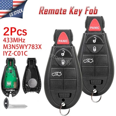 2 Repuestos Para Dodge Challenger Chrysler 300 2008-2014 Mando a Distancia Coche Llavero 4B Foto 1 de 4