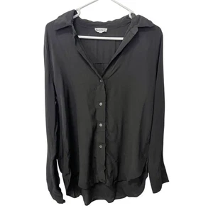 Danielle K. Womens Small Black Blouse Sheer Collared Long Sleeve Goth Corp - Picture 1 of 9