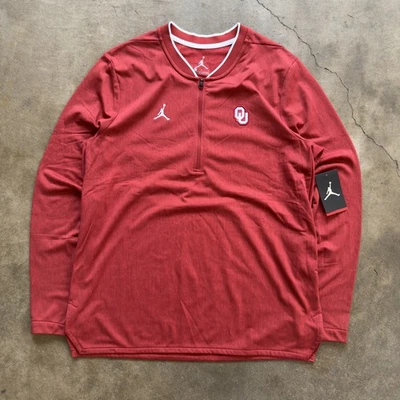 BRAND NEW Oklahoma Sooners Pullover Adult Large Red Nike Jordan Quarter Zip - Image 1 of 4