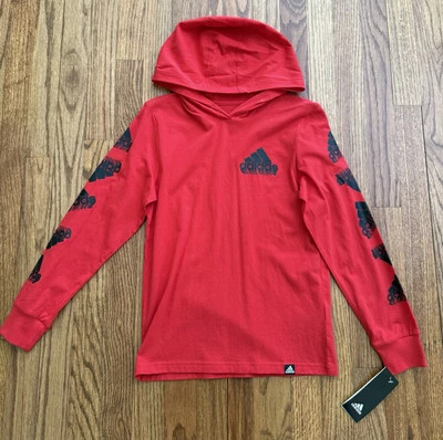 NOVO Pulôver Adidas Masculino Leve Manga Longa Vermelho com Capuz Tamanho Pequeno P (8) - Imagem 1 de 3