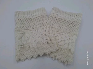 Vintage Half Cafe White Lace Curtains Valance Rod Pocket Cottagecore Farmhouse - Picture 1 of 10