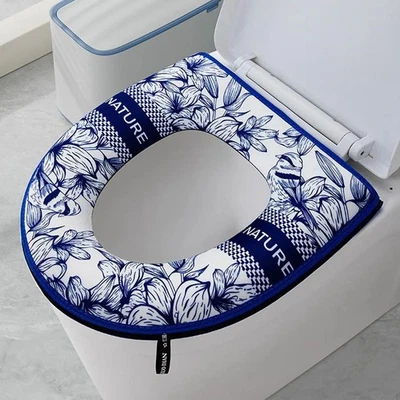Funda de asiento de inodoro suave más gruesa calentador elástico lavable cojín alfombra baño Foto 1 de 4