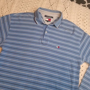 Vintage Tommy Hilfiger Herren XL Langarm Hemd Streifen Kragen Blau Polo Rugby Y2K - Bild 1 von 10