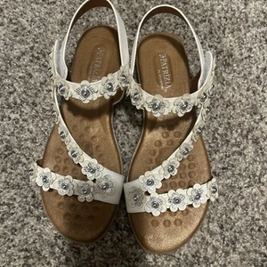 Patrizia Spring Step Women Sandals 8 White Floral Strappy Javiva EUC - Picture 1 of 5