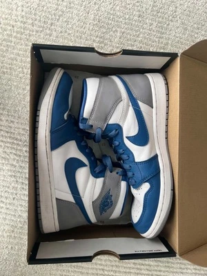  Air Jordan 1 OG High True Blue/White/Cement Grey Men's US Size 9 - Image 1 of 4