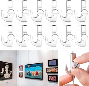 12 Pcs Adjustable Hooks for Gallery Picture Hanging System Picture Rail Hooks Ha - Picture 1 of 2