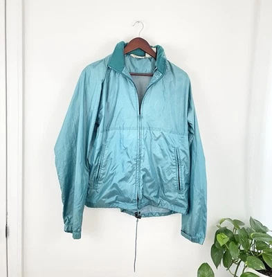 Vtg 80s LL Bean Blue Nylon Hooded Windbreaker Rain Jacket Men’s Medium Full Zip - Image 1 of 4