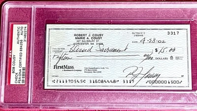 BOB COUSY Boston Celtics NBA FINALS baloncesto PSA ¡autógrafo firmado cheque! Foto 1 de 4