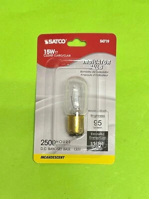 Satco S4719 15 15T7C 130V 120V D.C. BAYONET Base Clear Light Bulb - Image 1 of 2