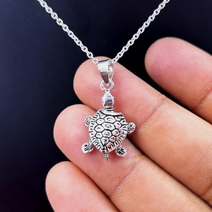 Schlichte massive bewegliche Schildkröte Halskette, 925 Sterling Silber Schildkröte Anhänger - Bild 1 von 19