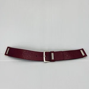 Vintage Laurel Pebbled Leather Belt Made In Italy Burgundy - Picture 1 of 11