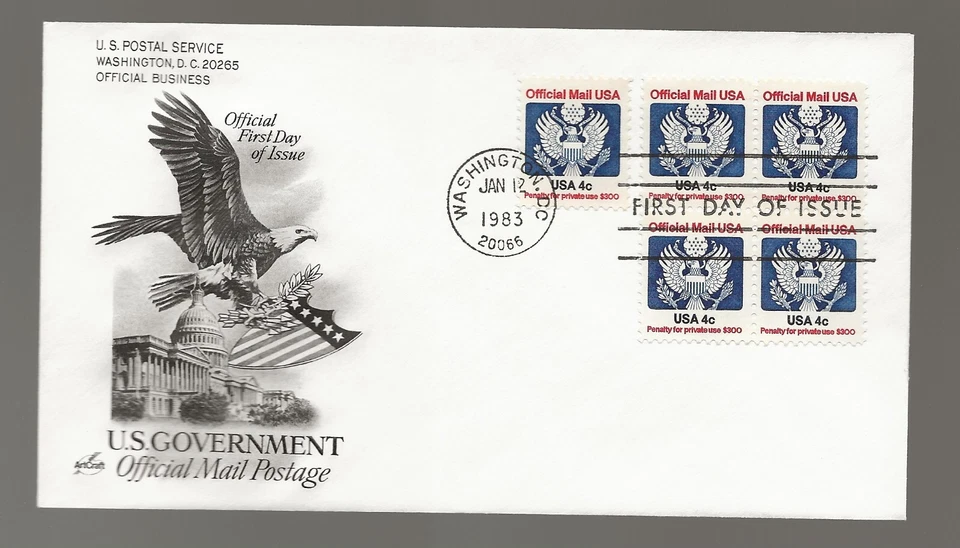 US Scott #O128, First Day Cover 1/12/83 Washington Block & Single Official - Image 1 of 1