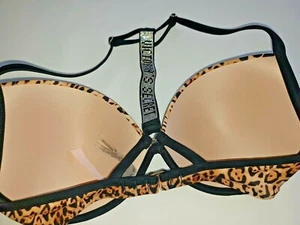 VICTORIA SECRET Swim 34DD Top Bling Shine strap rhinestone push up Malibu logo - Picture 1 of 11