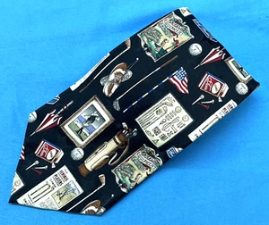 AMERICANA By DILLARD'S Black/Multi GOLF BALLS/CLUBS Men's 100% SILK Neck Tie - Picture 1 of 3