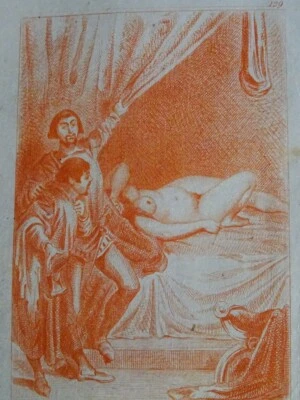 Ecole FRANCAISE XIX GRAVURE SANGUINE SCENE EROTIQUE CURIOSA PERIODE RENAISSANCE - Photo 1/3