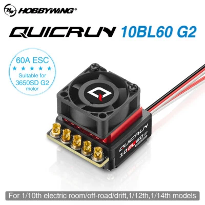 HOBBWING QUICRUN 10BL60 G2 60A Brushless ESC For 1/10 1/12 1/14 Off-Road RC Car - Image 1 of 4