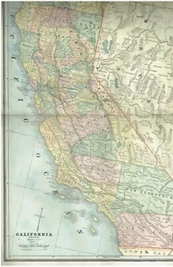 1888 Color County Double page Map of California Antique ready to Frame - Picture 1 of 2