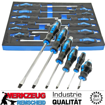 12-tlg Kraft Schraubendreher Schraubenzieher Satz Mit Werkstatt Wagen Einlage - Bild 1 von 4