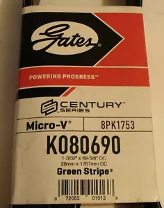 Gates Century Series Green Stripe Micro-V Serpentine Belt K080690 8PK1753 - Bild 1 von 2
