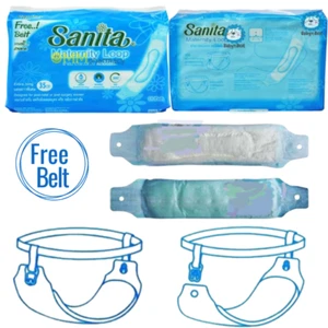Sanita Sanitary Napkins Towels Loop Type 10 Pads Free Belt Hospital Extra Long - Picture 1 of 7