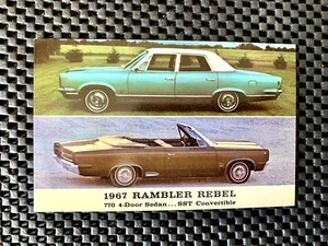 1967 RAMBLER REBEL 770 4-DOOR SEDAN SST CONVERTIBLE AMERICAN MOTORS POSTCARD - Picture 1 of 2
