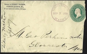 US 1880 CUNDY HARBOR MAINE DATED CANCEL SEP 7 1880 IN RED VIOLET TYING Sc U165 - Picture 1 of 1