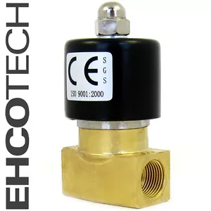 3/8" Electric Solenoid Valve Brass 12-Volt DC FKM/VITON Air Water Gas Fuel B20V - Picture 1 of 6