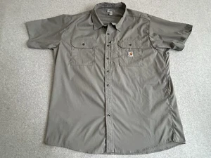 Carhartt Shirt Men 4XL Short Sleeve Button Ripstop Gray Workwear Mechanic Garage - Picture 1 of 8