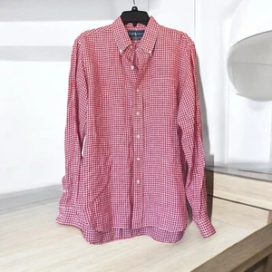 Ralph Lauren Blue Label Freizeithemd Herren M rot Gingham kariert 100% Leinen - Bild 1 von 7