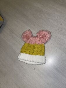BRAND NEW WITHOUT TAGS BABY GIRL WINTER HATS WITH POM POM DESIGN, SIZE 3-6 MONTH