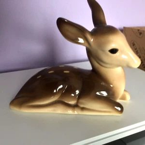 VINTAGE PORCELAIN LARGE DEER FIGURINE POSSIBLY MIDWINTER 7" TALL X 7" WIDE VGC - Picture 1 of 5