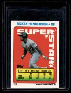 1990 Topps Super Star STicker Rickey Henderson Oakland Athletics #50