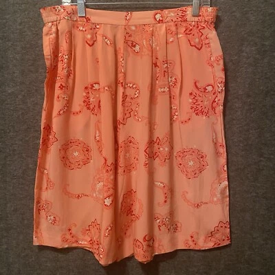 Pantalones Cortos De Colección Diane Von Furstenberg Mujer Grande Rosa Seda Floral Culotte Bolsillo Foto 1 de 4