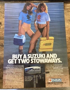 1984 vintage suzuki outboards print ad Buy A Suzuki Get Two Stowaways - Picture 1 of 2