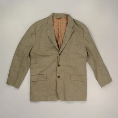 Abrigo Blazer Chaqueta Deportivo Claiborne Para Hombre Mezcla de Lino Talla 44L Tostado Espiga Foto 1 de 4