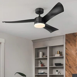 AUTELO Modern Ceiling Fan with LED Light Kit, 52" Black Ceiling Fan with Remote - Picture 1 of 7