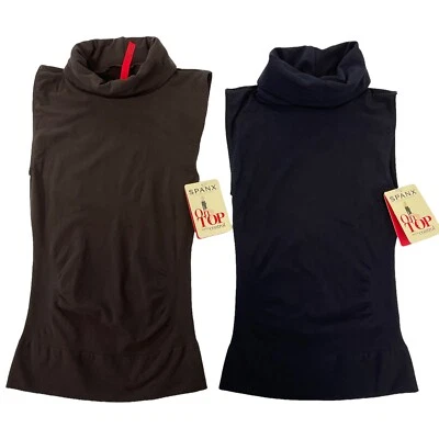 Spanx 974 Sin Mangas Cuello Alto Modelado En Control Superior Superior Adelgazante Compresión Foto 1 de 4