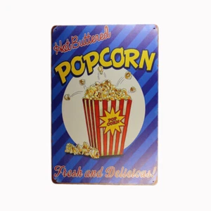 Tin Sign POPCORN Sprint Drink Bar Whisky Rustic Look - Picture 1 of 1