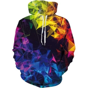 Rainbow Geographic Pattern Hoodie 2XL - Picture 1 of 4