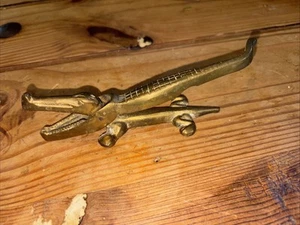 Vintage Solid Brass Alligator Crocodile Nut Cracker Old Fashioned Gator - Picture 1 of 4