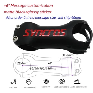 ±6 ° Syncros Mountain Bike Carbon Stem Handlebar Stem 80/90/100/110mm - Picture 1 of 38