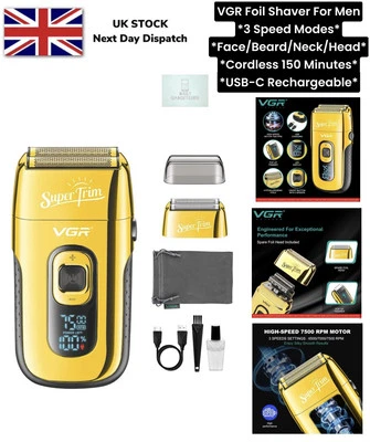 Elektrorasierer Folienrasierer Herren Kabellos Rasiermaschine Skin Fade Barber Kit VGR